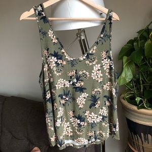 Floral Sage Green Tank Top